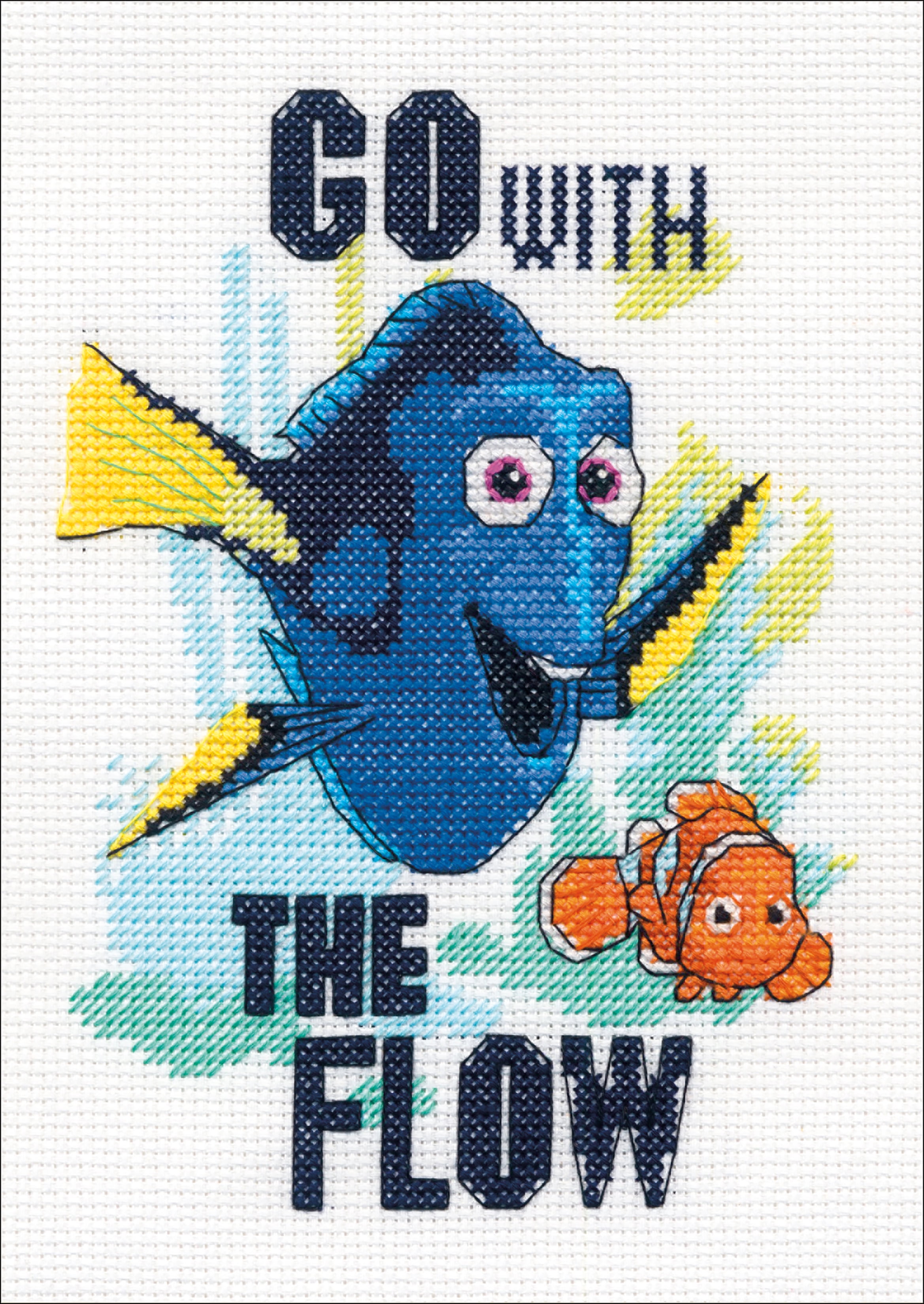 (5 pack) Dimensions Finding Dory Counted Cross Stitch Kit 5"X7"-Go With The Flow (14 Count)