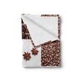 thumbnail image 2 of Coffee Soft Flannel Fleece Throw Blanket, Coffee with Roasted Beans Concept Collage Hearts Stars Espresso Latte Mugs Aroma, Cozy Plush for Indoor and Outdoor Use, 50" x 60", Brown White, by Ambesonne, 2 of 6