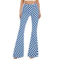 thumbnail image 3 of Bell Bottom Jeans for Women High Waisted Stretch Plaid Flare Jeans Denim Bootcut Pants(Blue Checkered,0), 3 of 7