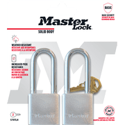 Master Lock 1-1/2 Solid Steel Long Shackle Padlock; 2-Pack