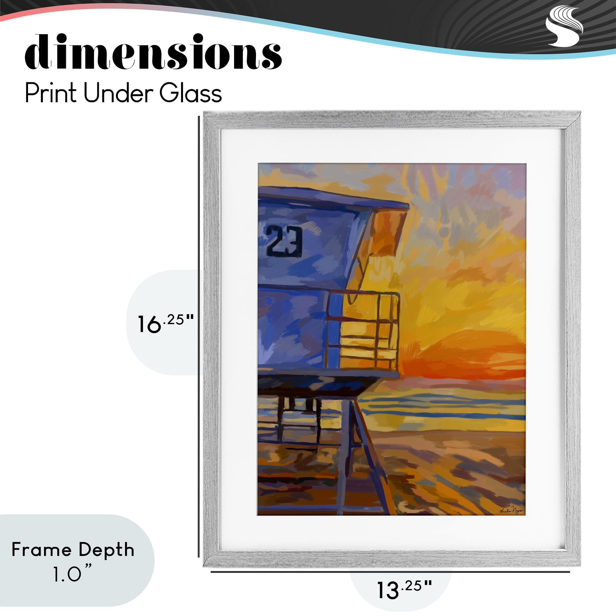 Stupell Industries Lifeguard Stand Sunset Gray Framed Print Under Glass, design by Amelia Noyes