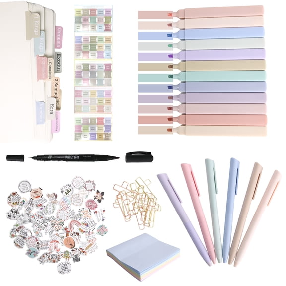 36 Pcs Journal Kit, Supplies with Highlighters and Fineline Markers, Non-Bleed Markers for Bible Study, Journaling, Office Supplies - Great Gift Idea