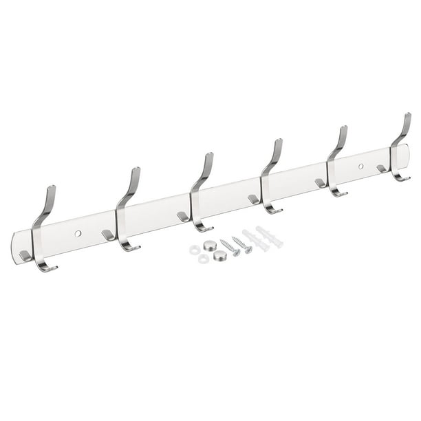 Uxcell Silver Wall Mounted with 6 Hooks Coat Hook Rack Wall Hanger 