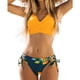 thumbnail image 1 of Conjunto de bikini para mujer, estilo cruzado, con cordones, traje de baño de dos piezas con cuello en V y estampado floral, 1 of 5