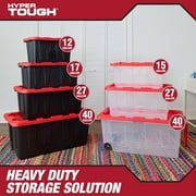 Hyper Tough 27 Gallon Clear Plastic Storage Bin with Red Snap Lid