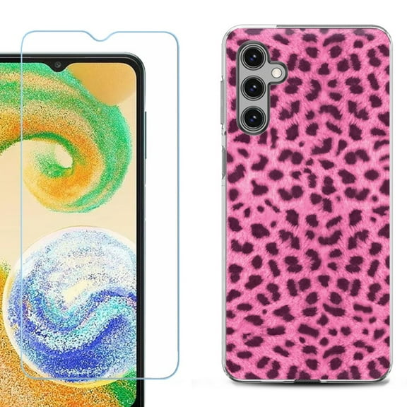 OneToughShield ® Compatible with Samsung Galaxy A15 5G, Shockproof Phone Case, with Tempered Glass Screen Protector - Cheetah Pink