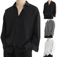 thumbnail image 5 of WREESH Men's Button Down Shirts Loose Ice Silk Drape Shirt for Long Sleeve Fall Shirts Casual Wear for Men White, 5 of 5