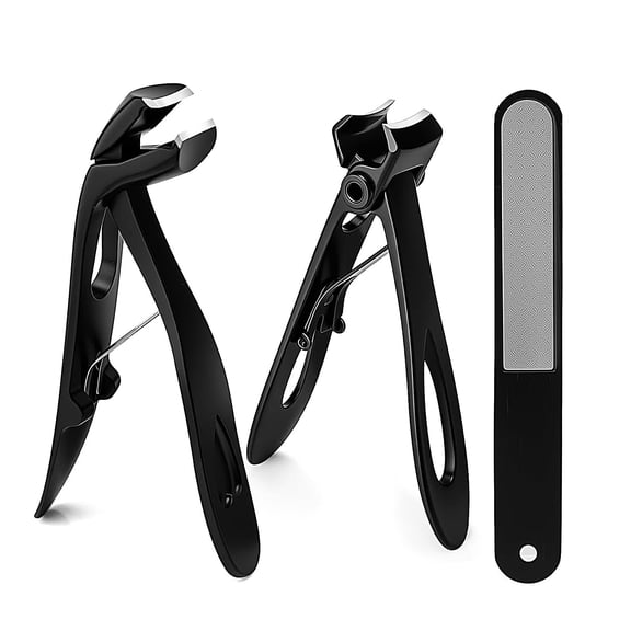Amaopus 3Pcs Nail Clippers for Seniors, Wide Jaw Fingernail Clippers and Angled Head Toenail Clippers for Thick Nail, Professional Nail Clippers for Men, Women