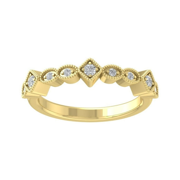 Araiya Fine Jewelry 14K Yellow Gold Diamond Stackable Band Ring (1/8 cttw, I-J Color, I2-I3 Clarity), Size 9