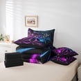 thumbnail image 5 of Erosebridal Gaming Bedding Twin Size 7-Piece , Abstract Lines Bed Set, Black Purple Blue, Reversible, 5 of 5