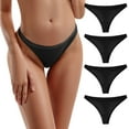 thumbnail image 2 of COMVALUE Women Thong Underwear Comfortable Panties Multipack T-Back Underpants Bikini Thong Sexy 4 Pack (Black, L), 2 of 5