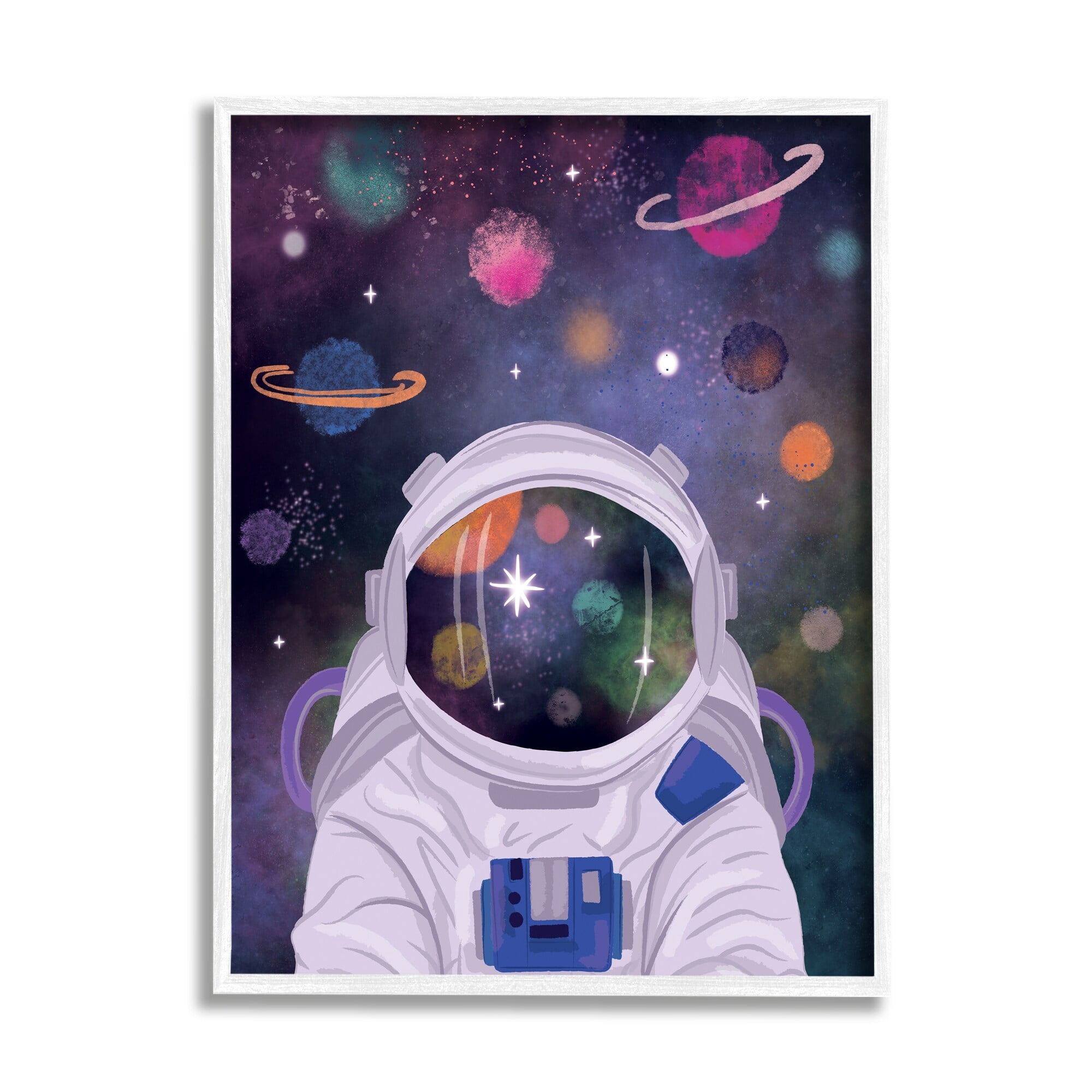 Stupell Industries Cosmic Universe Reflection Astronaut Helmet Galaxy Stars Framed Wall Art, 16 x 20, Design by Lisa Perry Whitebutton