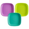 RE-PLAY Made in USA Deep Walled Flat Plates | Made from Eco Friendly Heavyweight Recycled Plastic | Dishwasher & Microwave Safe | BPA Free | Aqua, Lime Green & Purple | Mermaid (3pk)