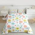 thumbnail image 2 of jejeloiu Cartoon Cute Floral Queen Comforter Set,Kawaii Daisy Blossom Bedding Sets,White Yellow Blue Bedding Comforter Set For Girl,Ultra Soft Home Decor Reversible,3-Piece, 2 of 8