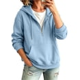 thumbnail image 5 of felwors Quarter-Zip Pullover Fleece Hoodie in Baby Blue Oversized Sweatshirt with Kangaroo Pocket for Women Fall Casual Soft Blue for Size M, 5 of 9