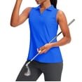 thumbnail image 2 of LEKODE Women's Sleeveless Golf Polo Shirts V-Neck Collared Tennis Tank Tops UPF 50+ Quick Dry Lightweight Athletic Shirt Blue L, 2 of 9