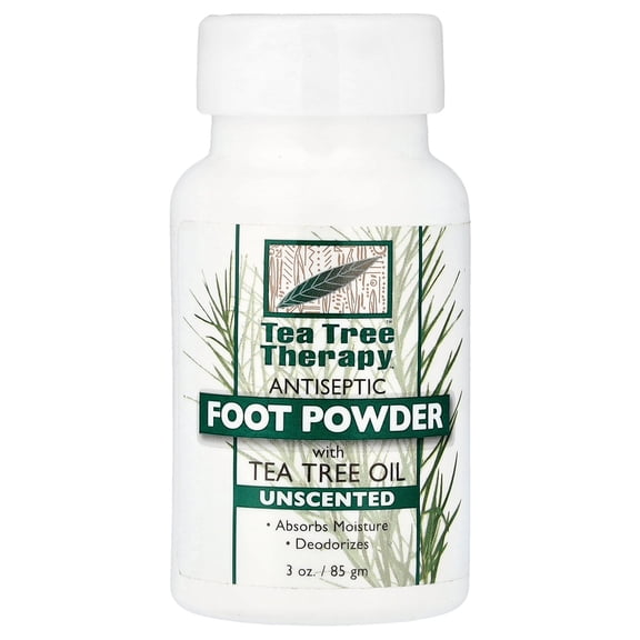Tea Tree Therapy Antiseptic Foot Powder with Tea Tree Oil, Unscented, 3 oz (85 gm)