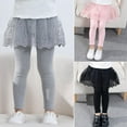 thumbnail image 3 of Little Girls Princess Skirt-Pants Footless Leggings Lace Ruffle Tutu Pantskirt Fake Two-piece Leggings Spring Autumn Casual Trousers for 1-6T Toddlers Girl, 3 of 9