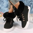 thumbnail image 4 of FRSASU Women's Flat Lace-Up Snow Ankle Boots Winter Warm Thick-Soled Non-Slip Plush Lined Work Boots Black, 4 of 9