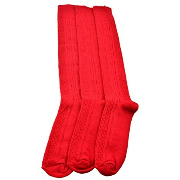 Girls Classic Cable Knit Acrylic Knee High Socks, 3 Pack (Little Girls & Big Girls)