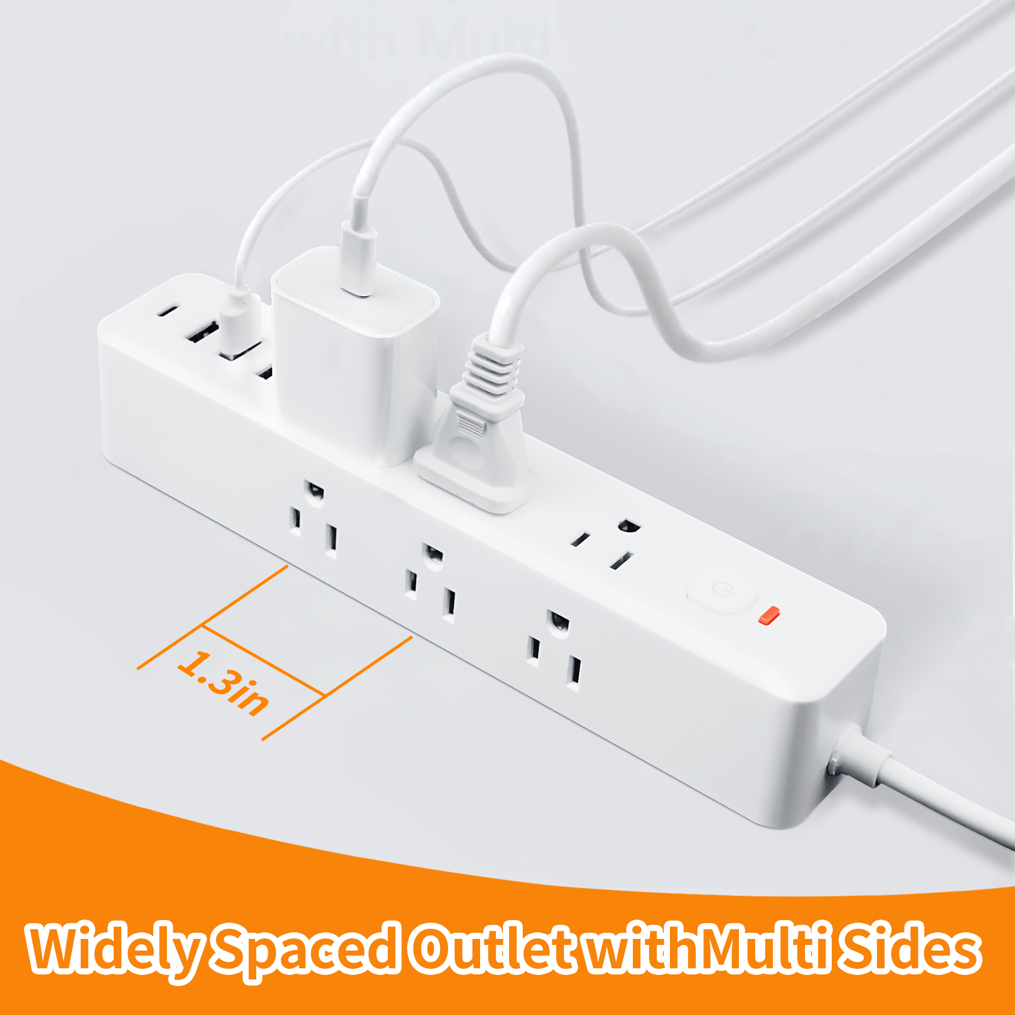 Meromore 9-Outlet Surge Protector Power Strip with USB-C and 4 USB Ports photo 3