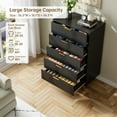 thumbnail image 1 of EDTara Commode à 5 Tiroirs, Organisateur de Rangement en Bois avec Poignée Dorée, Armoire de Rangement Haute, Commode au Design Moderne pour Chambre, Salon, Garde-Robe, Couloir, Entrée, 1 of 7