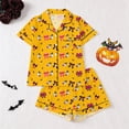 thumbnail image 2 of Bobifish Toddler Girls Sleep Sets Halloween Print Lapel Button Down Short Sleeve Tops&Shorts PJS Children Girls Home Clothes, 2 of 9