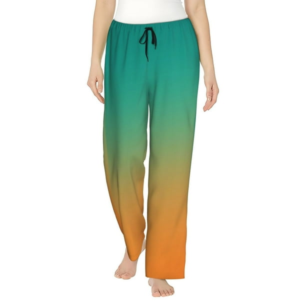 Balery Orange To Teal Gradient1 Pantalones de pijama para mujer, pijamas ultraligeros, pantalones de estar por casa-Small