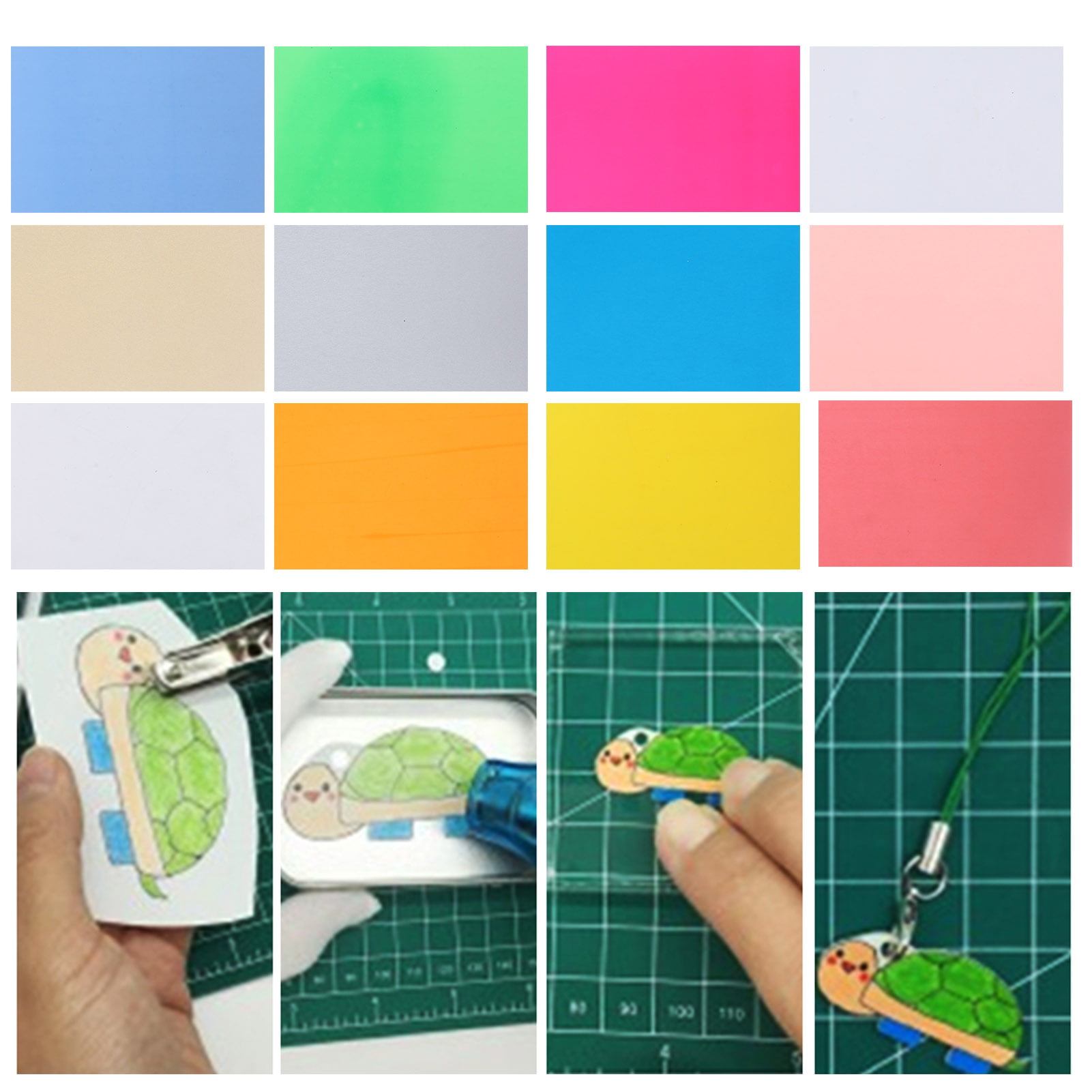 12Pcs Heat Shrink Film Sheets Colorful DIY Keychain Hand‑Made Accessories 