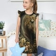 thumbnail image 4 of Lafuoo Palatial Gold Pattern Horse Pattern Girls' Small Flying Sleeve Nightdress, Suitable for Girls' Round Neck Pajamas and Robes-Medium, 4 of 9