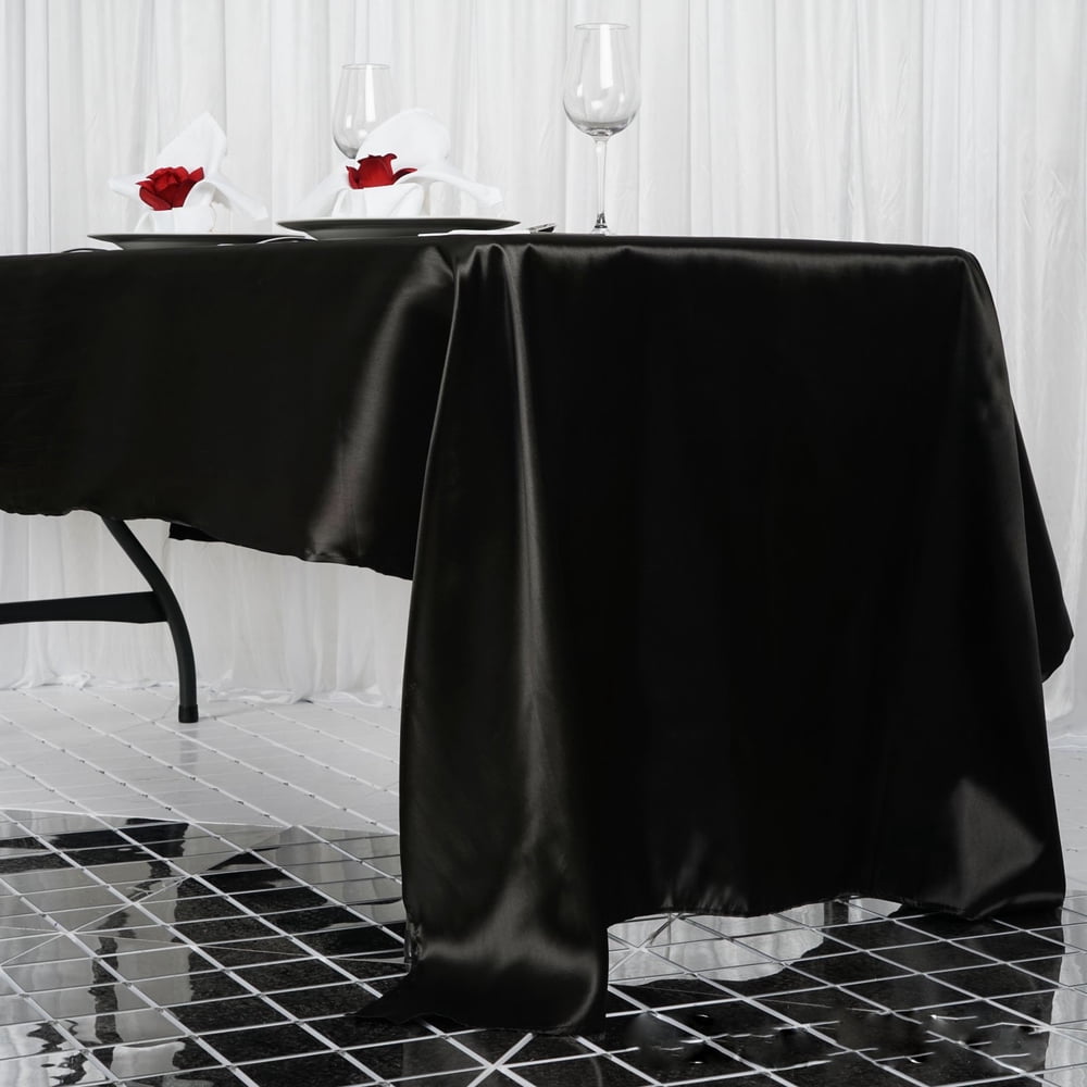 Efavormart 60x126" Rectangle BLACK Wholesale SATIN Tablecloth Banquet