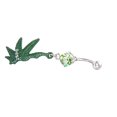 thumbnail image 5 of Flmtop 1 Pair Rhinestone Button Maple Leaf Buds Dangle Navel Belly Rings Xmas Gifts, 5 of 5