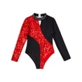thumbnail image 5 of YEAHDOR Kid Girls Gymnastic Leotard Long Sleeve Sparkly Sequins Ballet Dance One Piece Outfit, 5 of 7