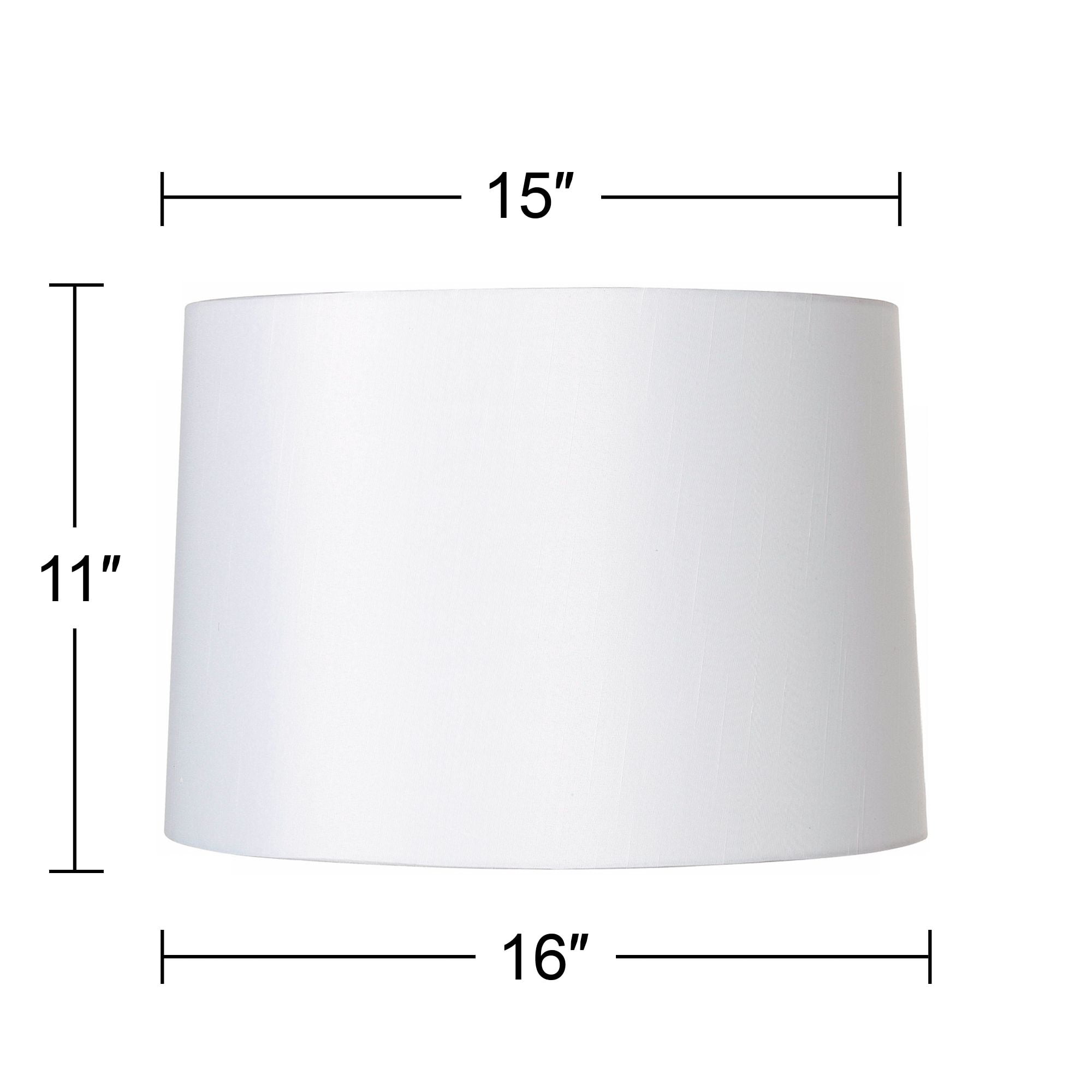 Springcrest White Fabric Medium Hardback Lamp Shade 15" Top x 16" Bottom x 11" High (Spider) Replacement with Harp and Finial