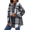 thumbnail image 4 of UVN Plaid Shirts for Women Flannel Long Sleeve Shacket Jacket Ladies Shirt Button Down Top Casual Coats, 4 of 7