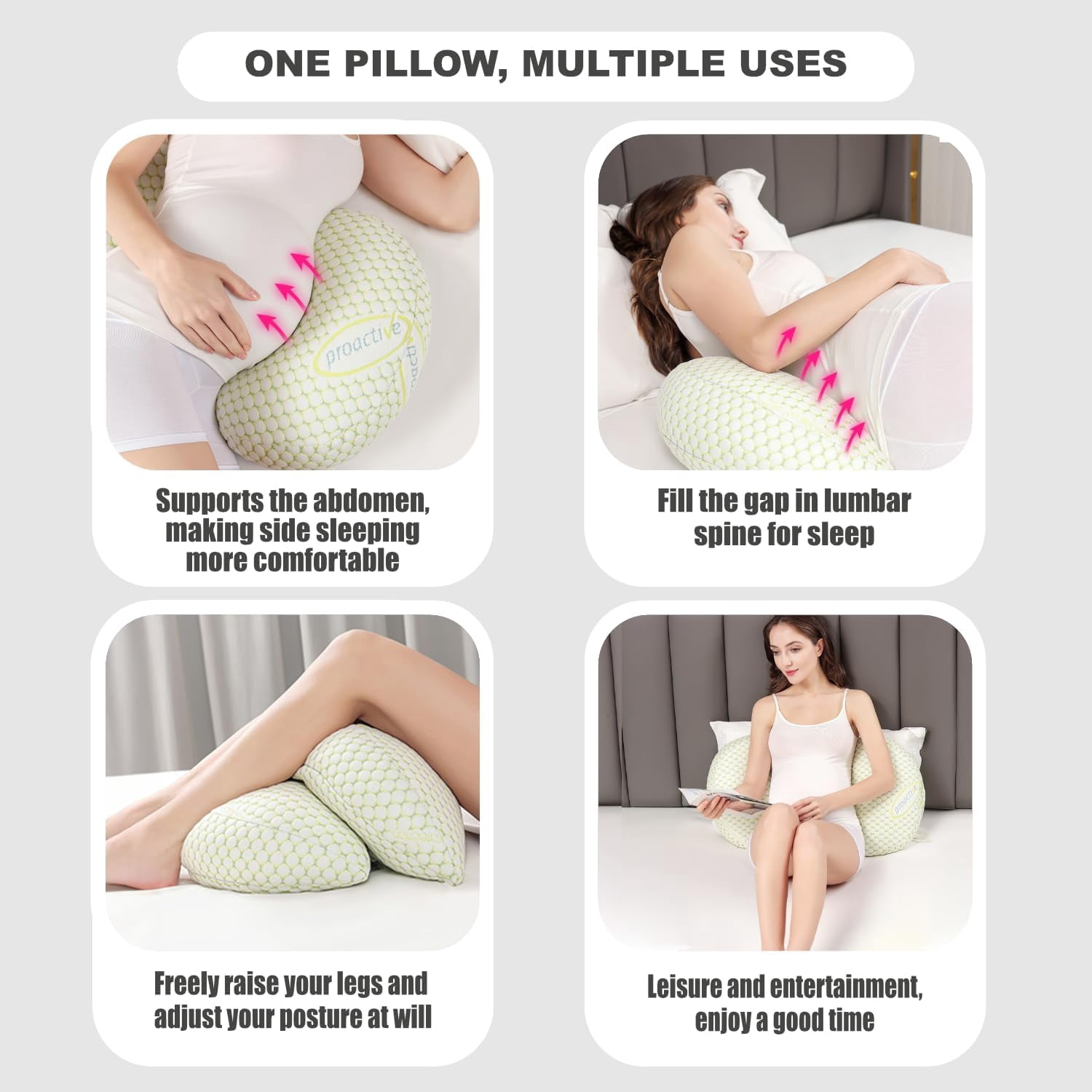 Pregnancy Pillow - Full Body Maternity Support for Back & Hips, Soft Sleeping Pillow with Removable Cover, Comfort for Side Sleepers and Pregnancy