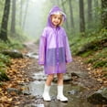thumbnail image 4 of Reusable Thick Kids Rain Poncho Hooded Full Body Raincoat with Clear Brim for Boys Girls School Outdoor Activities, 4 of 9