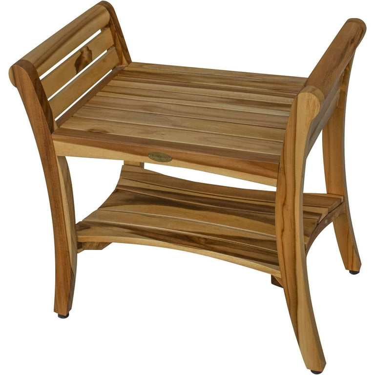 Contemporary Teak Shower bench with Handles in Natural Finish Contemporary Teak Shower bench with Handles in Natural Finish
