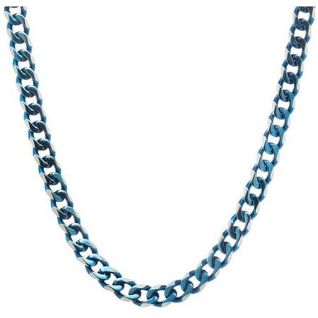 American Steel Men's Stainless Steel Jewelry/Blue IP Ion Plated 24 Two-Tone Curb Chain Necklace6.25mm