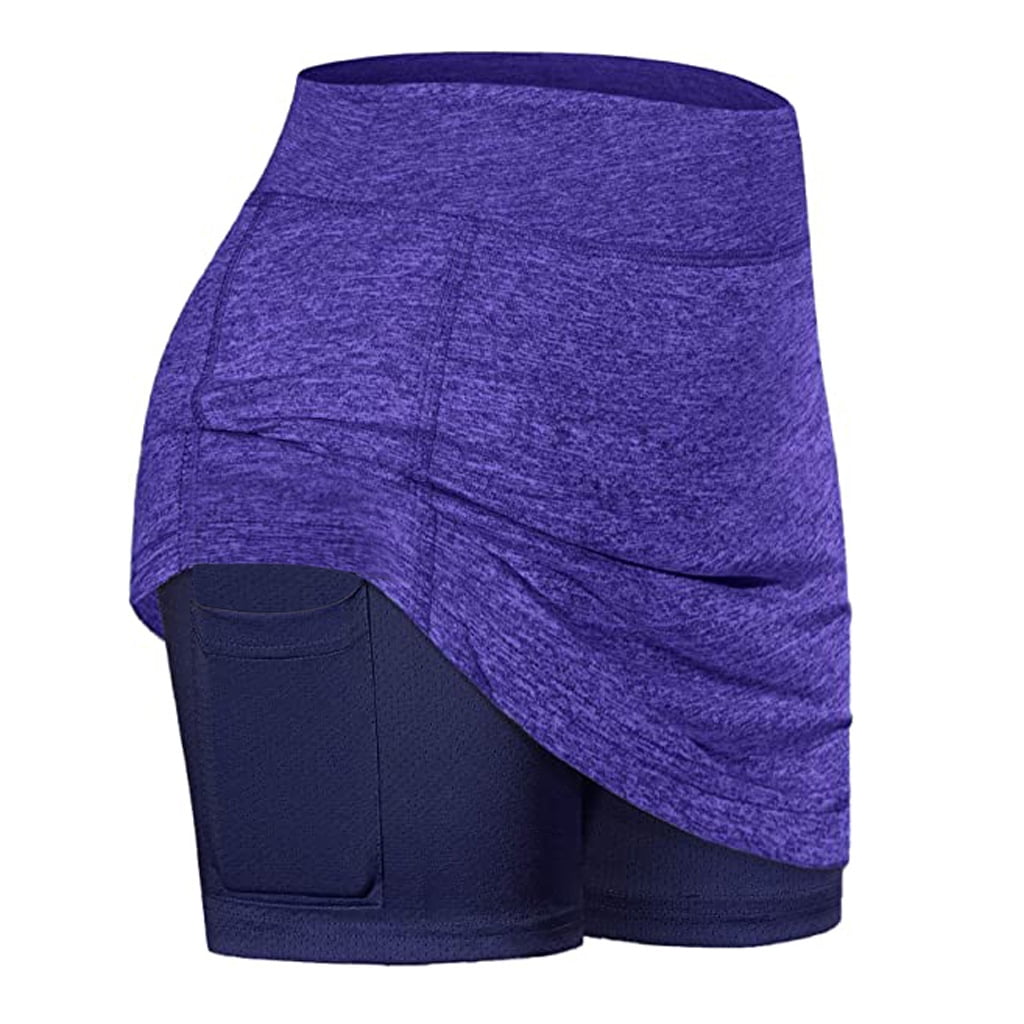 Women's Casual Shorts Pocket Elastic Sports Fitness Running Yoga Tennis Skirt