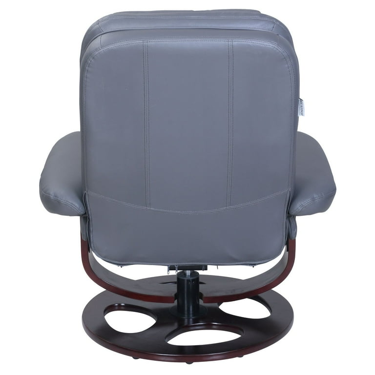 Barcalounger Jacque Leather High Back Swivel Pedestal Recliner with Ottoman Gray for Living Room Walmart