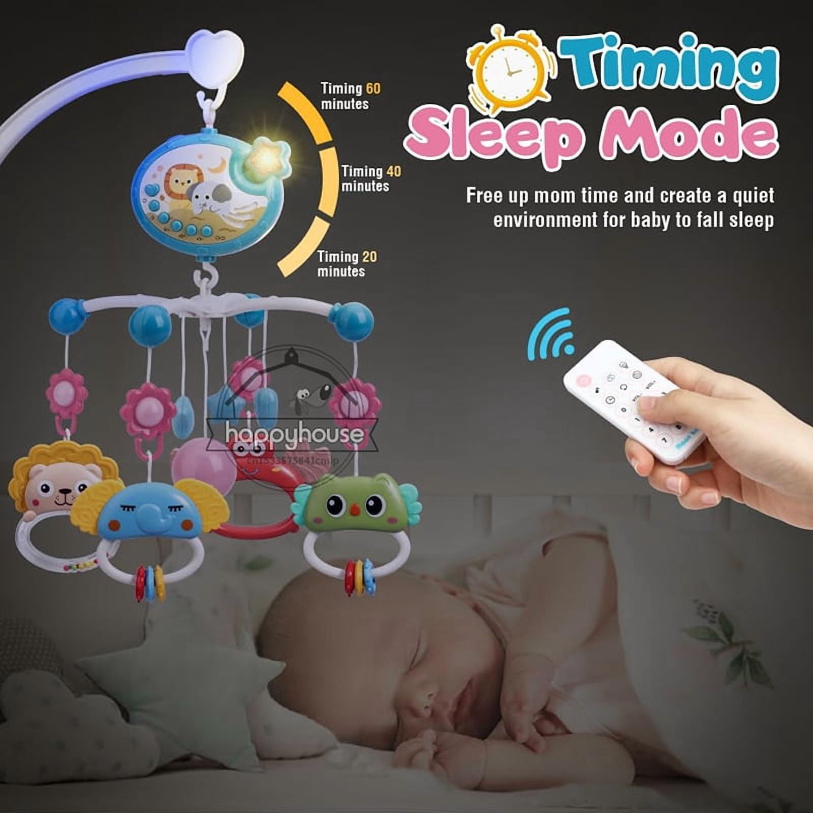 Musical Baby Crib Mobile with Lights Music Projection for Infants Remote Control Crib Toys for Newborn Baby Mobile for Crib Toys