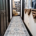 thumbnail image 3 of RUUGME Washable Runner Rug 2.6'x12' - Vintage Kitchen Area Rug Stain Resistant Rugs for Living Room Bedroom Laundry Room Mat Distressed Rug Hallway Floor Carpet Runner for Bathroom(Grey/Blue), 3 of 8