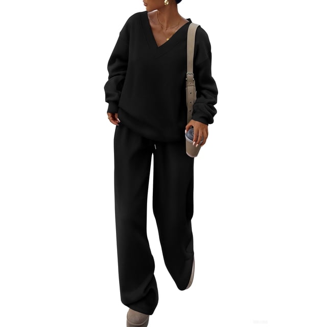 Conjunto Deportivo Mujer PRETTYGARDEN Cuello en V Negro Talle M