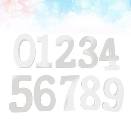 EXHUMKY 10PCS White Wooden Table Numbers for Wedding Reception, Party, Event Decorations, 3.1 x 1.6 x 0.5 inches