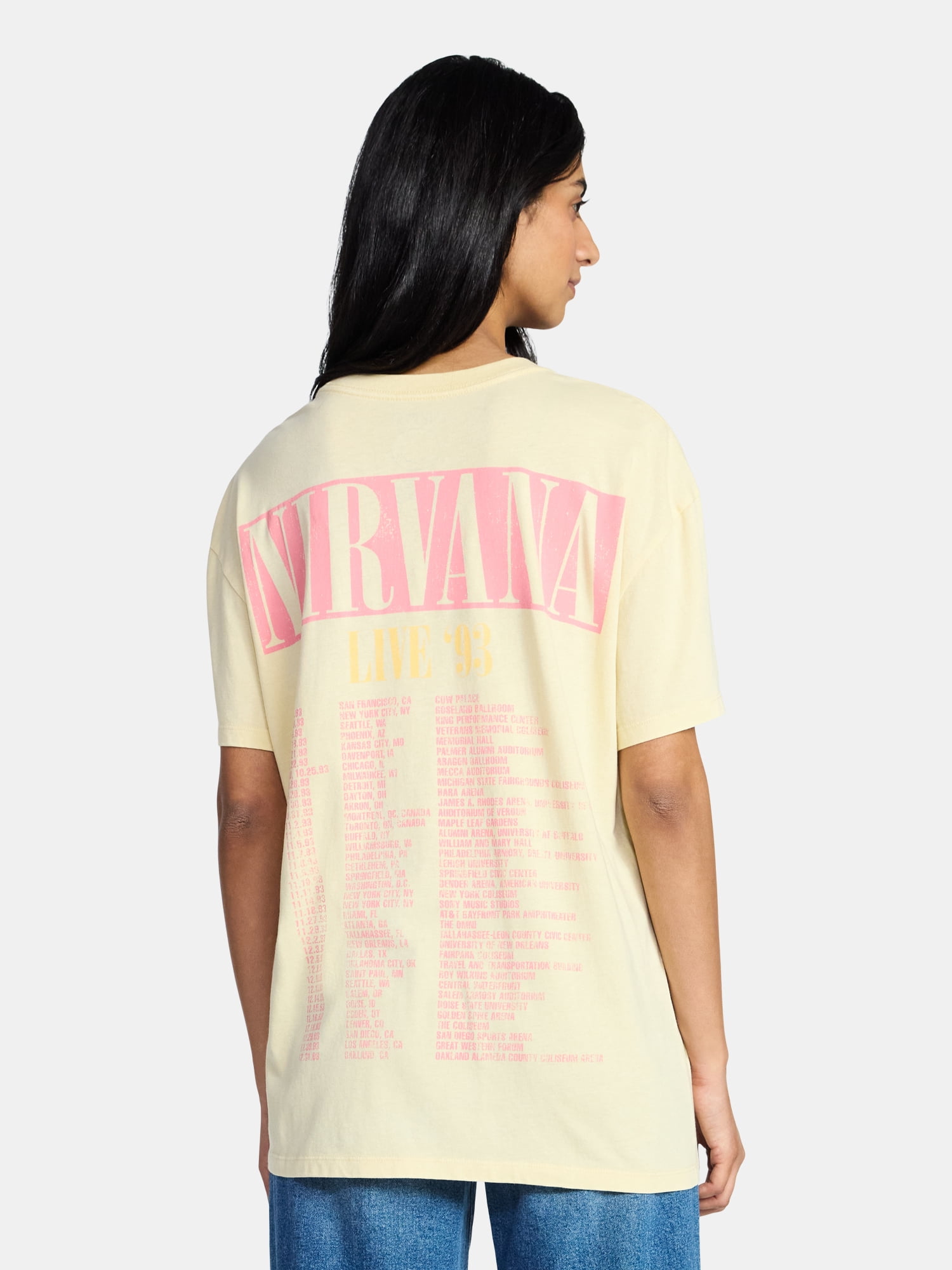 Nirvana Women's Tour Smiley Graphic Tee with Short Sleeves, Sizes XXS-XXL