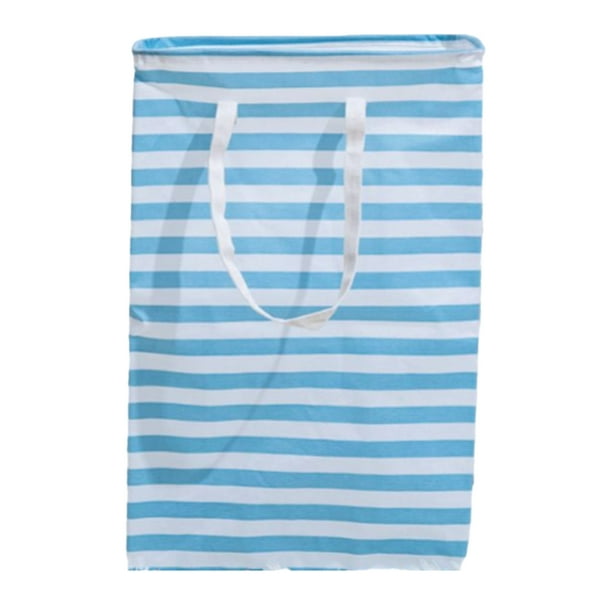 Wosthever Cesto para la colada, lienzo a rayas, gran capacidad, ropa, juguetes, bolsa de almacenamiento, organizador, cesto de portátil, cestas Juegos de accesorios de baño Raya azul