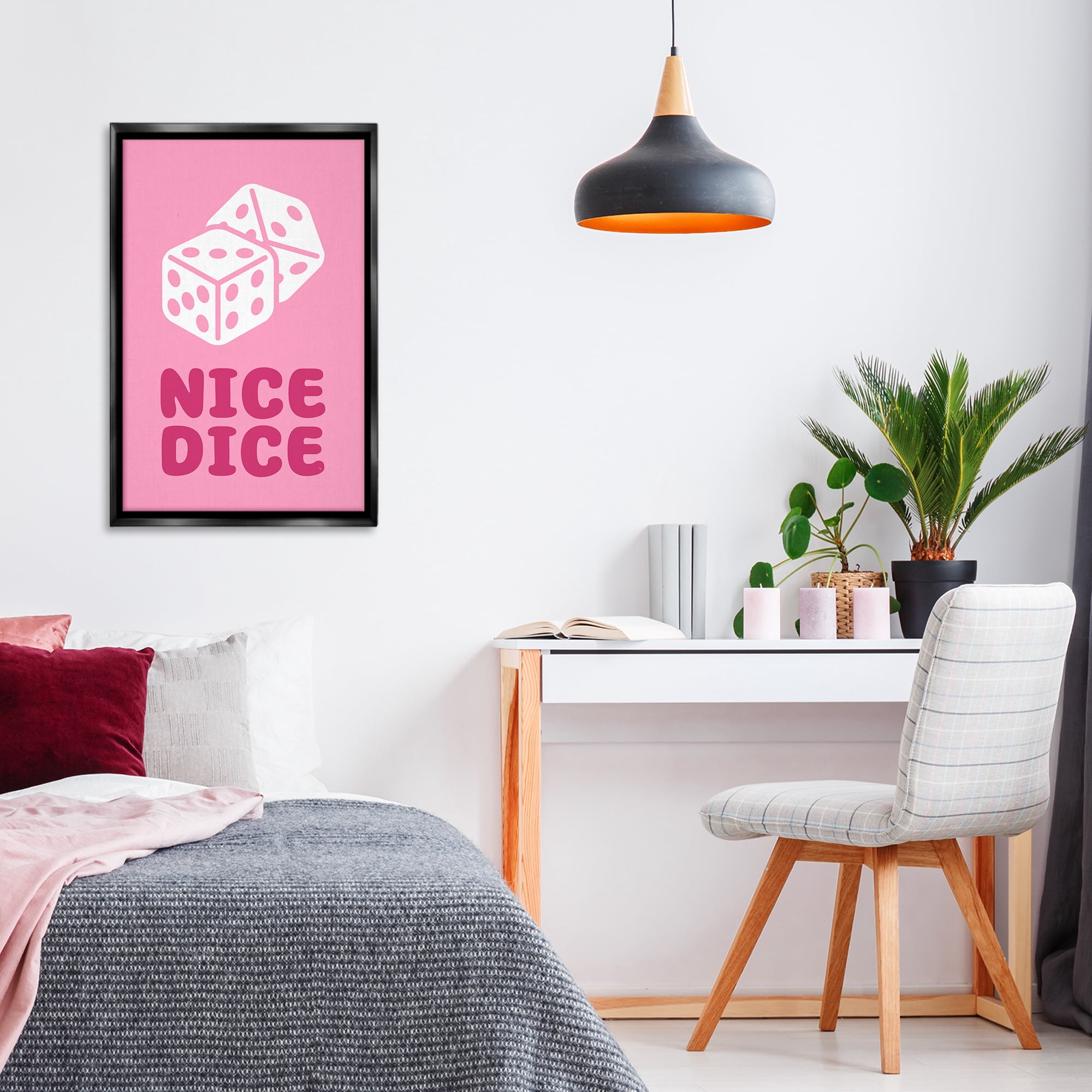 Stupell Industries Nice Dice Phrase Entertainment Painting Black Floater Framed Canvas Art Print Wall Art, 21 x 31