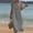 Gray women's v neck maxi dress a1, variant on Women's Short Sleeve V Neck Button Down Maxi Dress Flowy Casual Midi Dress Solid Boho Loose Beach Vacation Swing Dresses Summer, White S