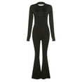 thumbnail image 2 of Aayomet Women Jumpsuits Women's Long Sleeved Backless Slim Straight Wide Leg Casual Jumpsuit,Black S, 2 of 5